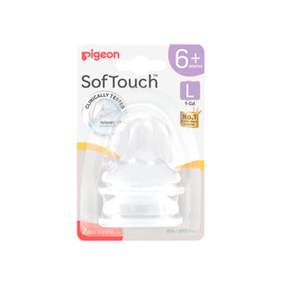 Buy l-6-months [NEW] Pigeon SofTouch™ Wide Neck Nipple