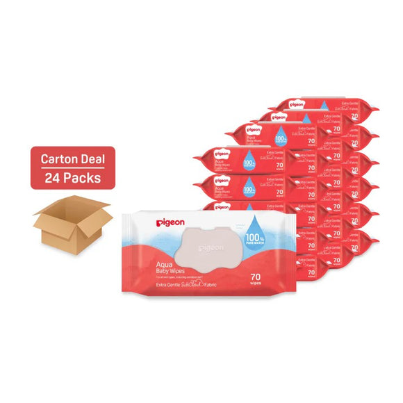 Pigeon Aqua Baby Wipes Hard Lid Cover (70 Sheets) - Carton Deal