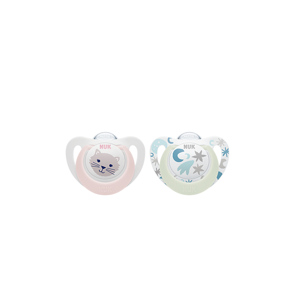 NUK Star Day & Night Silicone Soother Pacifier 2pcs/box
