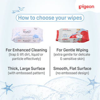 Pigeon Embossed Baby Wipes 100% Pure Water 70s 6in1 (Extra Soft & Thick) - Promo