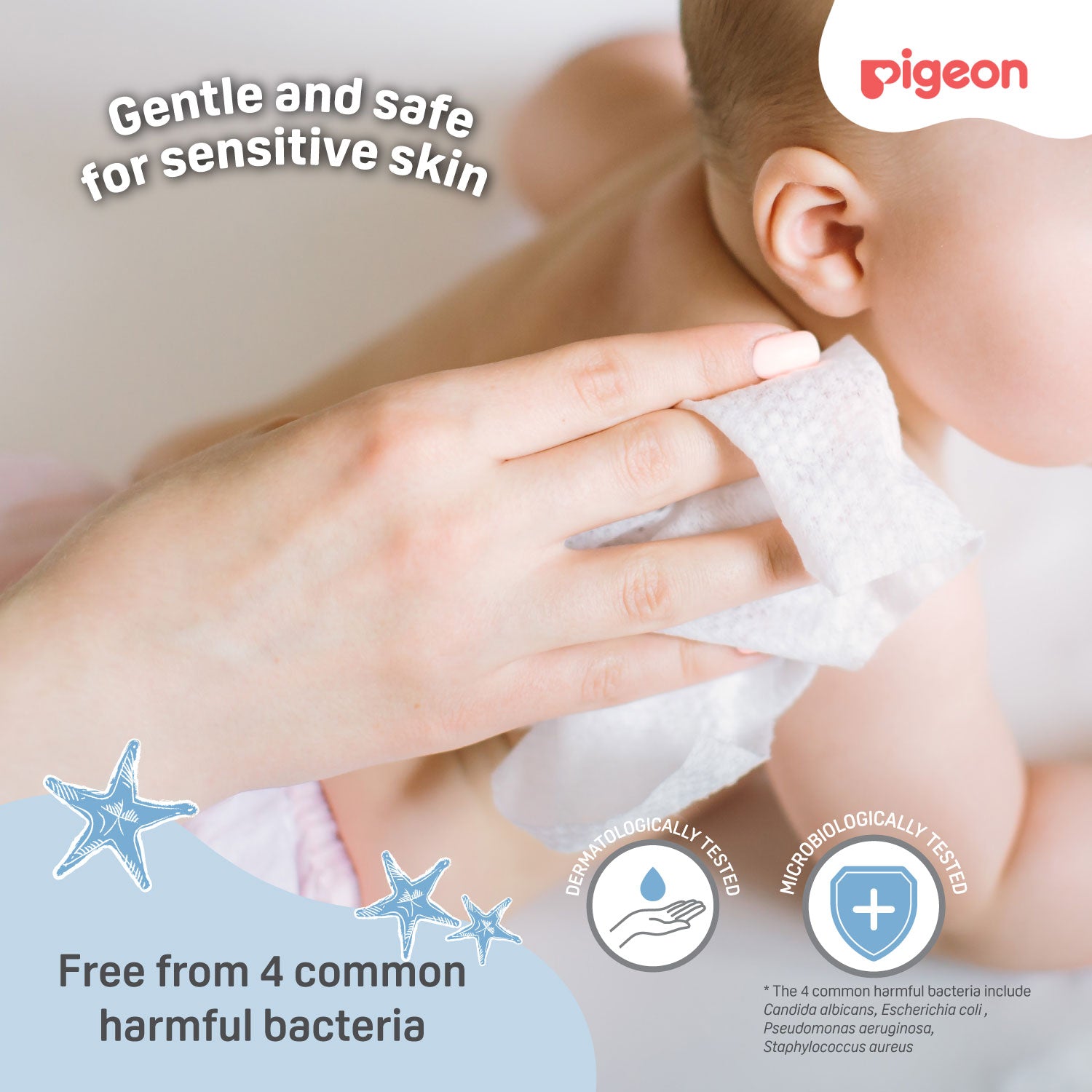 Pigeon Embossed Baby Wipes 100% Pure Water 70s 6in1 (Extra Soft & Thick)