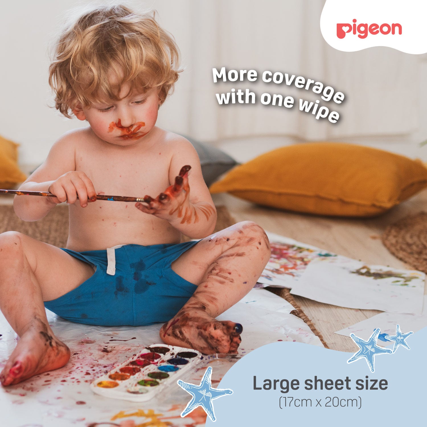 Pigeon Embossed Baby Wipes 100% Pure Water 70s 6in1 (Extra Soft & Thick)