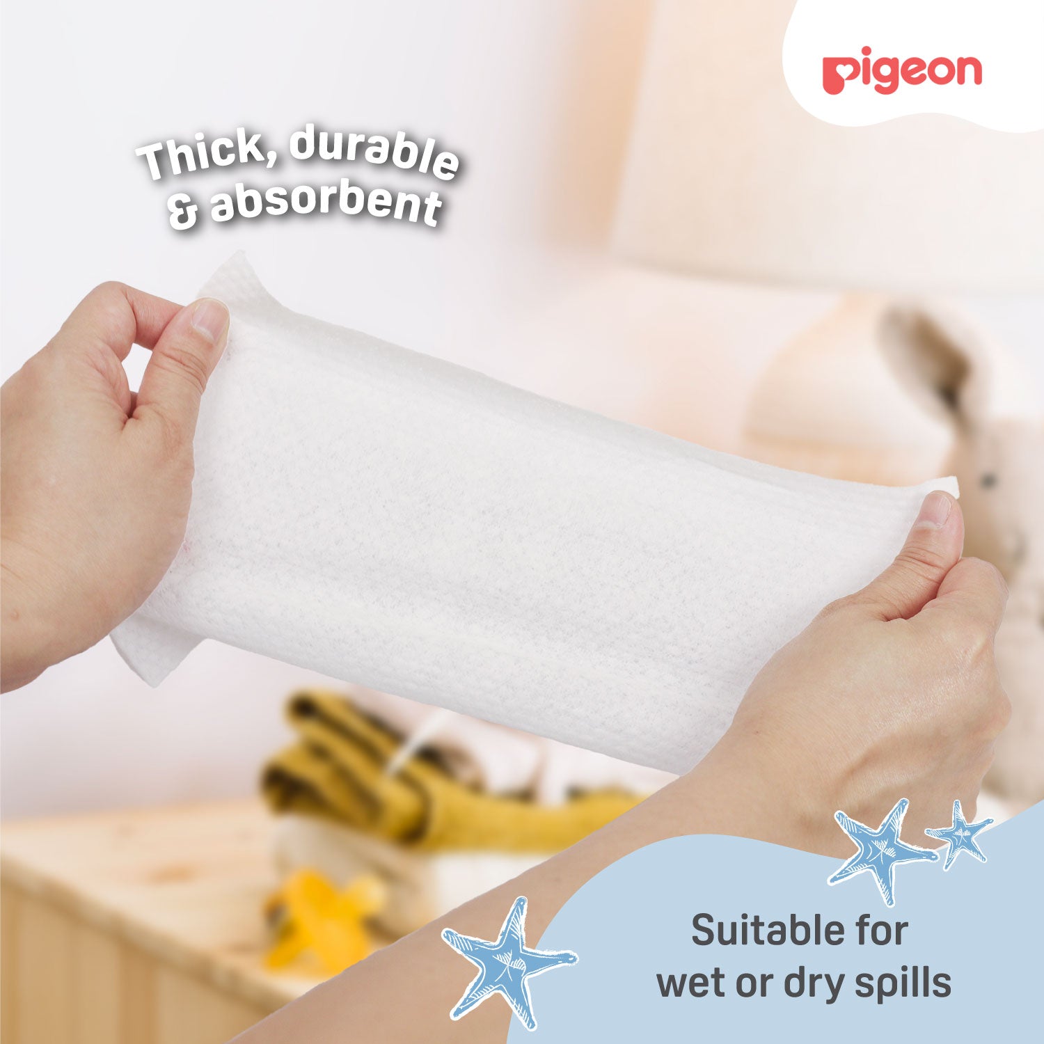 Pigeon Embossed Baby Wipes 100% Pure Water 70s 6in1 (Extra Soft & Thick)
