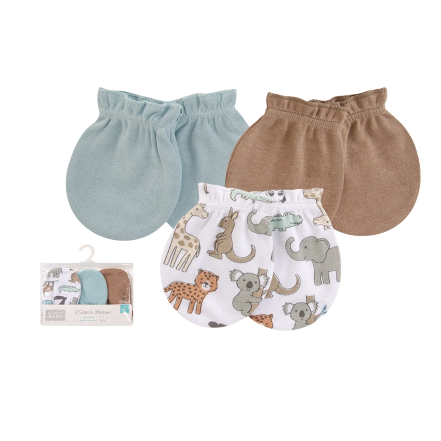 Hudson Baby 3pcs Scratch Mittens (0-6m)