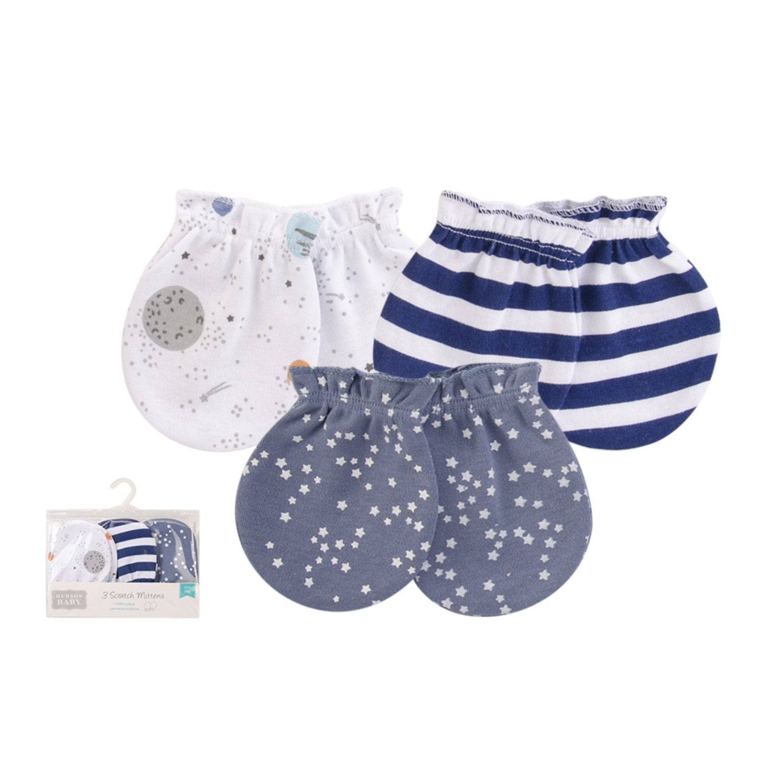 Hudson Baby 3pcs Scratch Mittens (0-6m)