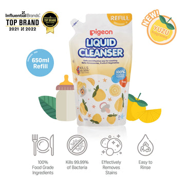 Pigeon 100% Food Grade Liquid Cleanser Yuzu Refill 650ml (Twin Pack) EXP: 2027 - 0