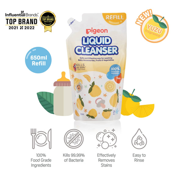 Pigeon 100% Food Grade Liquid Cleanser Yuzu Refill 650ml (Twin Pack) EXP: 2027