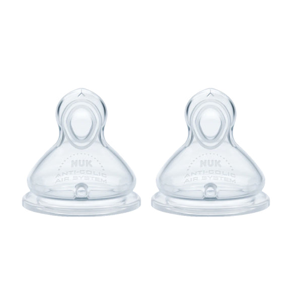 NUK Premium Choice+ Anti-Colic Wide Neck Teats - Silicone (0-6months / 6-18months)