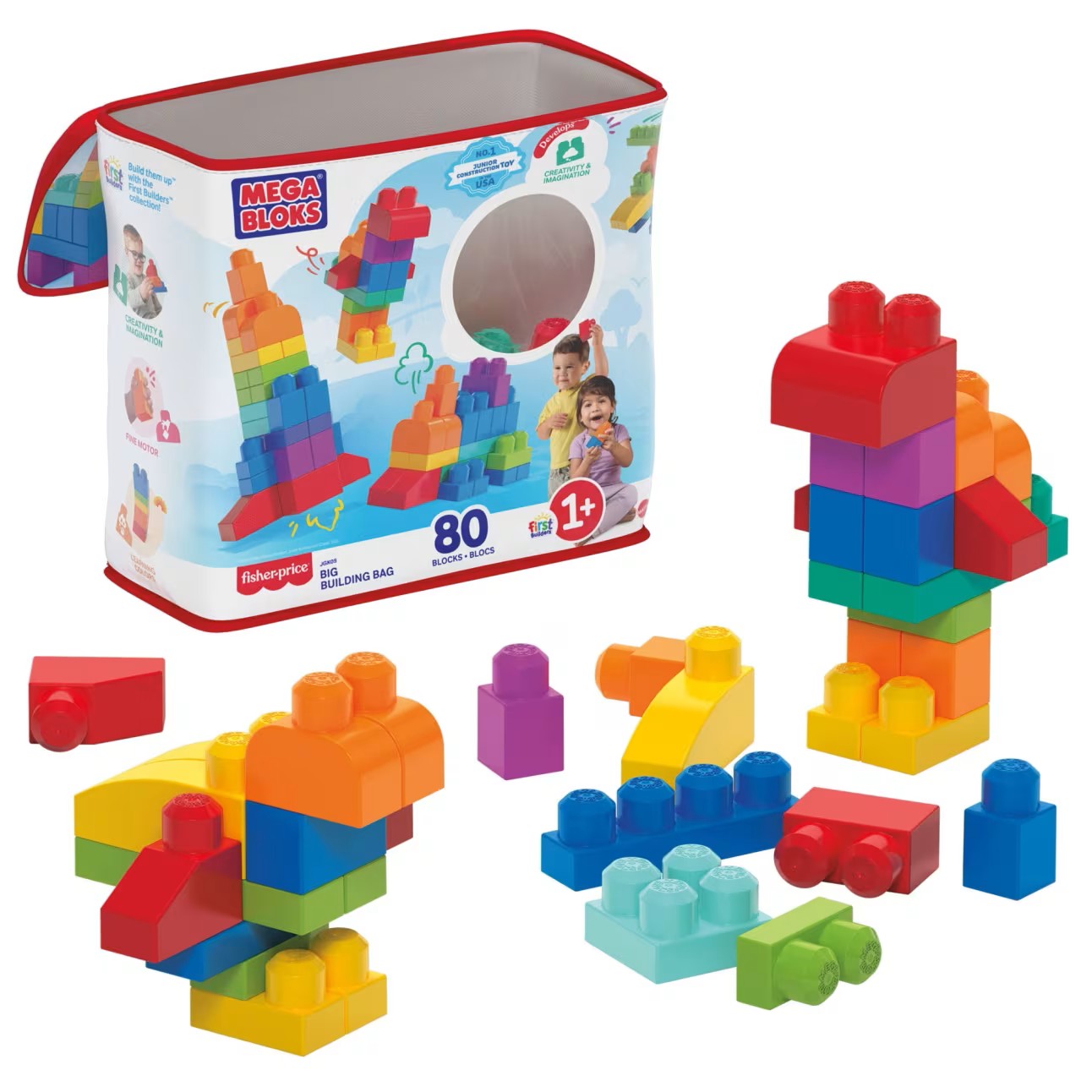 Fisher Price Mega Bloks - Big Building Bag 80pcs