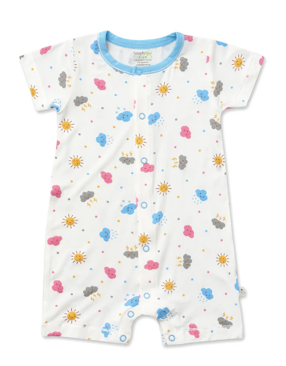 Simply Life Short-sleeved Shortall with Front Snap Buttons