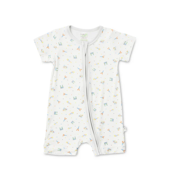 Simply Life Baby Bamboo Short sleeved Shortall (Zipper)