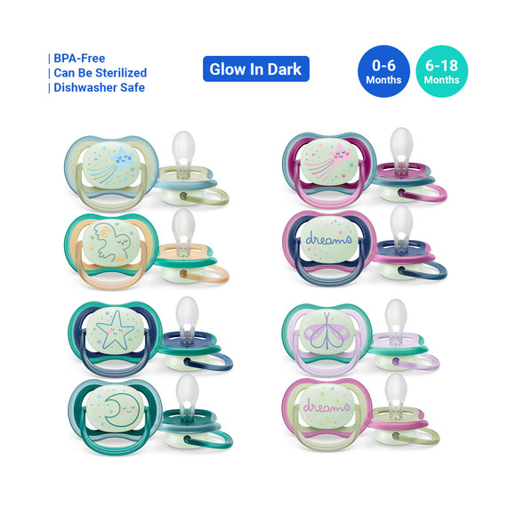 Philips Avent Ultra Air Nightlight Baby Soother Twin Pack (0-6m) (6-18m)