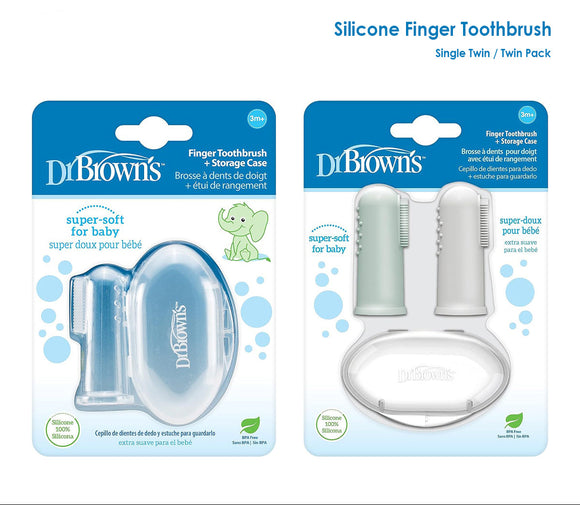 Dr Brown's Silicone Finger Toothbrush With Case (Single Pack / Twin Pack)