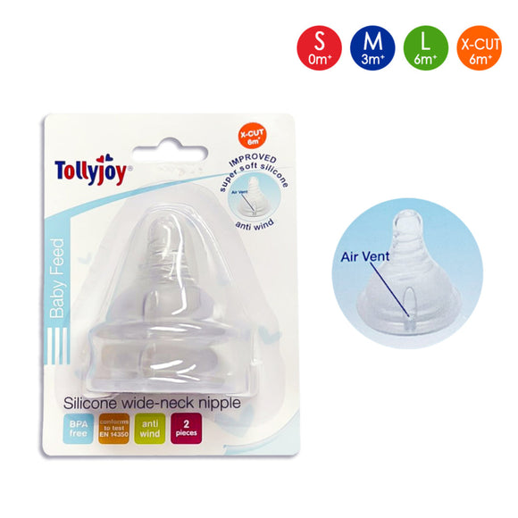 Tollyjoy Silicone Wide Neck Nipple-Anti Wind/ Air Vent (2pcs)