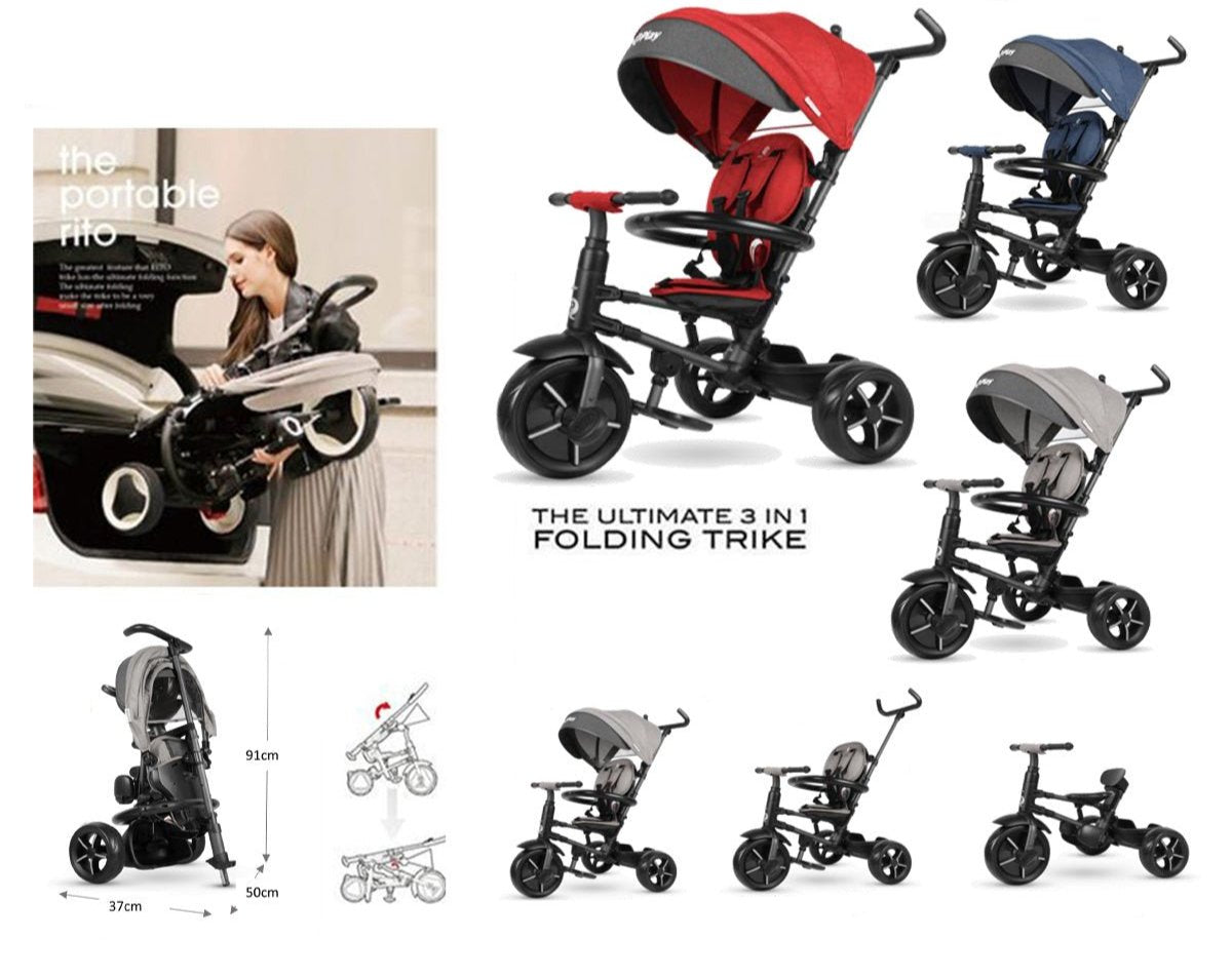 QPlay Rito 3-in-1/ Rito Star Easy Foldable Tricycle (10-36 Months)