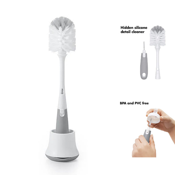 OXO Tot Bottle Brush with Detail Cleaner & Stand - Grey