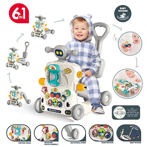 Lucky Baby 6 In 1 Multi Functional Baby Walker/Ride On/Pusher/Rocker/Scooter/Activity Table