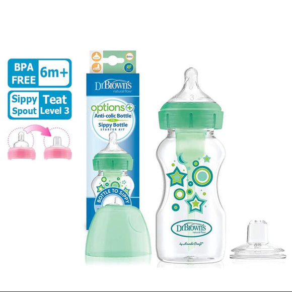 Dr Brown's PP Wide-Neck Options+ Transition Bottle W/ Sippy Spout 270ML