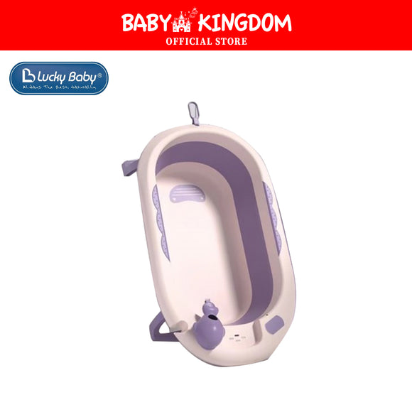 Lucky Baby Collapsible Bath Tub W/Thermometer & Mesh Support/Whale Toy