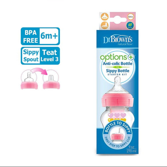 Dr Brown's PP Wide-Neck Options+ Transition Bottle W/ Sippy Spout 270ML