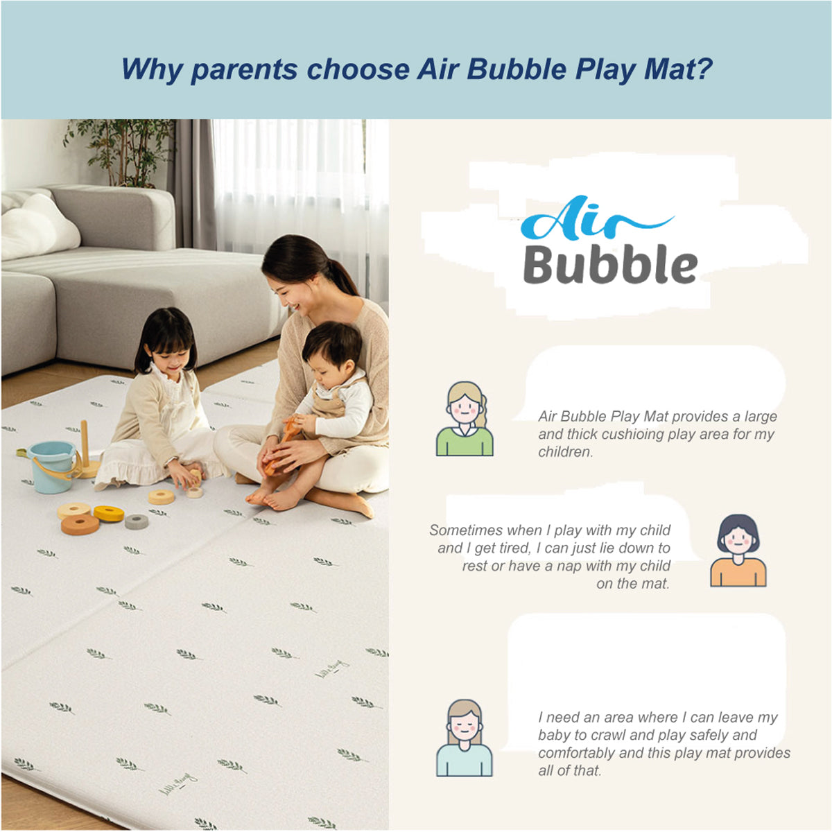 Parklon Air Bubble PVC Mat- Coco Bear Friends (L40)
