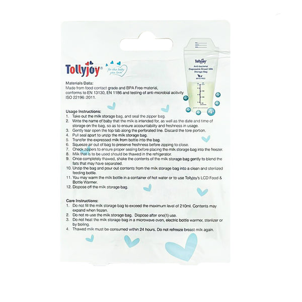 Tollyjoy Disposable Breast Milk Storage Bag (Anti Bacterial) x 25 pcs