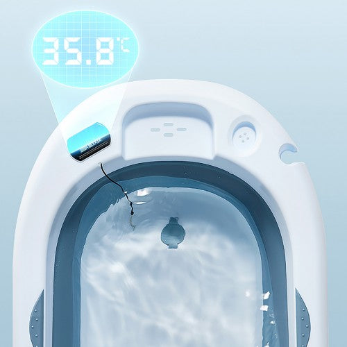 Lucky Baby Collapsible Bath Tub W/Thermometer & Mesh Support/Whale Toy