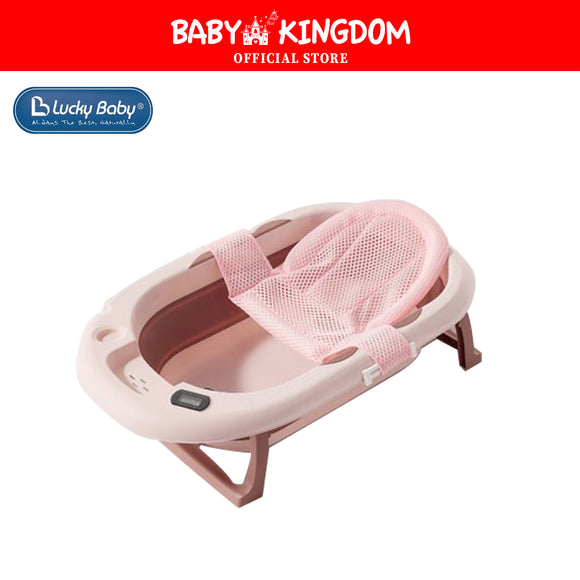 Lucky Baby Collapsible Bath Tub W/Thermometer & Mesh Support/Whale Toy