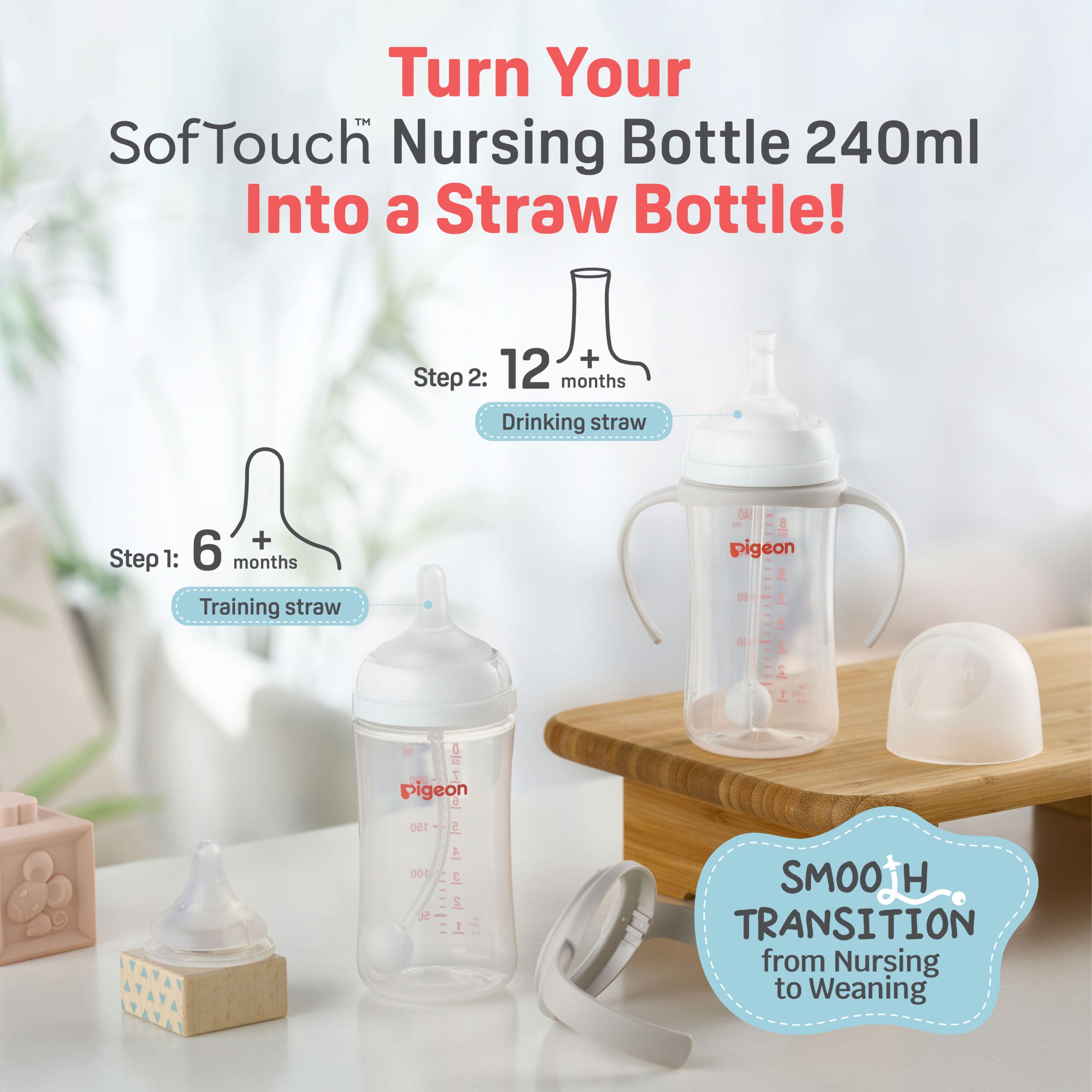 Pigeon SofTouch™ BPP Nursing Bottle Glass (160ml/240ml)