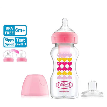 Dr Brown's PP Wide-Neck Options+ Transition Bottle W/ Sippy Spout 270ML - 0
