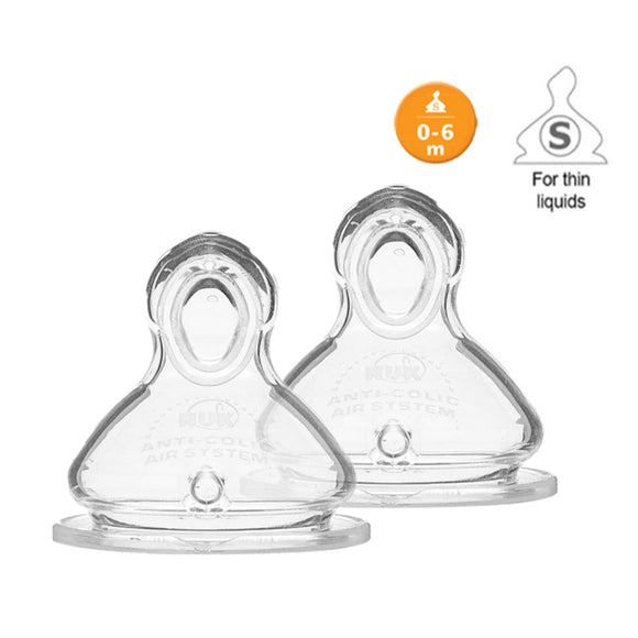 NUK Premium Choice+ Anti-Colic Wide Neck Teats - Silicone (0-6months / 6-18months)