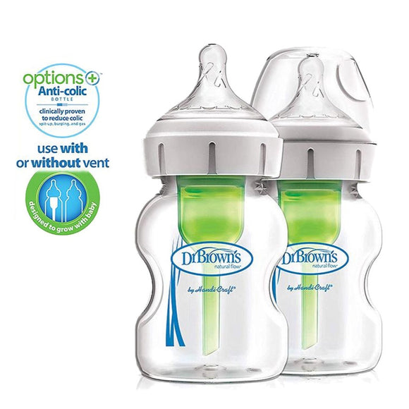 Dr Brown's Glass Wide-Neck Options+ Baby Bottles (150ML/270ML)