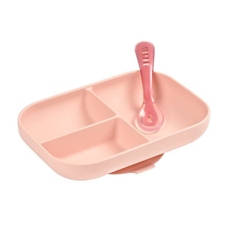 Buy pink-plate-spoon Beaba Divided Silicon Plate With Suction Cup
