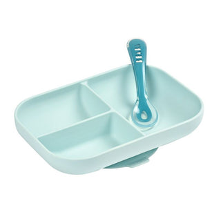 Buy blue-plate-spoon Beaba Divided Silicon Plate With Suction Cup