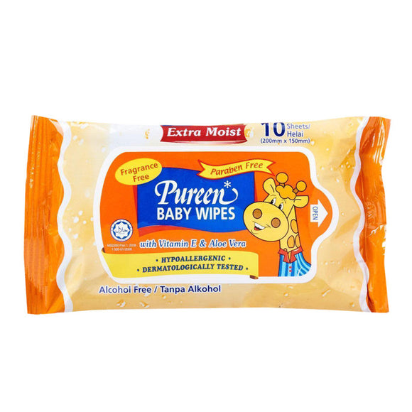 Pureen Baby Wipes Fragrance Free Baby Wet Wipes Wet Tissue 10s (promo)