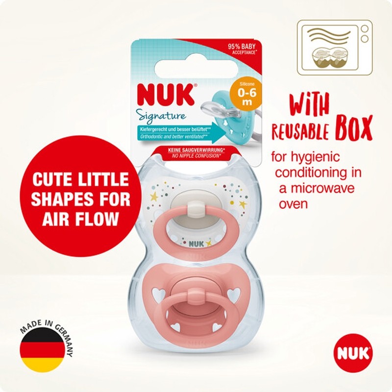 NUK Signature Silicone Soother Pacifier 2pcs/box (0-6M / 6-18M