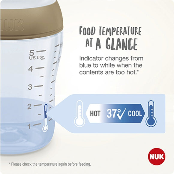 NUK Perfect Match Temperature Control Milk Bottle with Soft Silicone Teat 150ml - 0m+