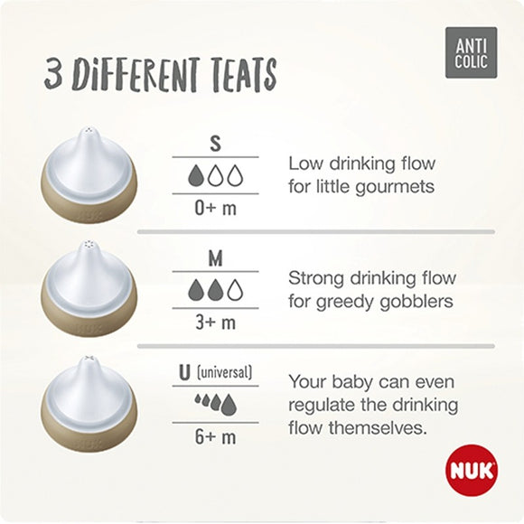 NUK Perfect Match Temperature Control Feeding Bottles with Soft Silicone Teat 260ml - 3m+