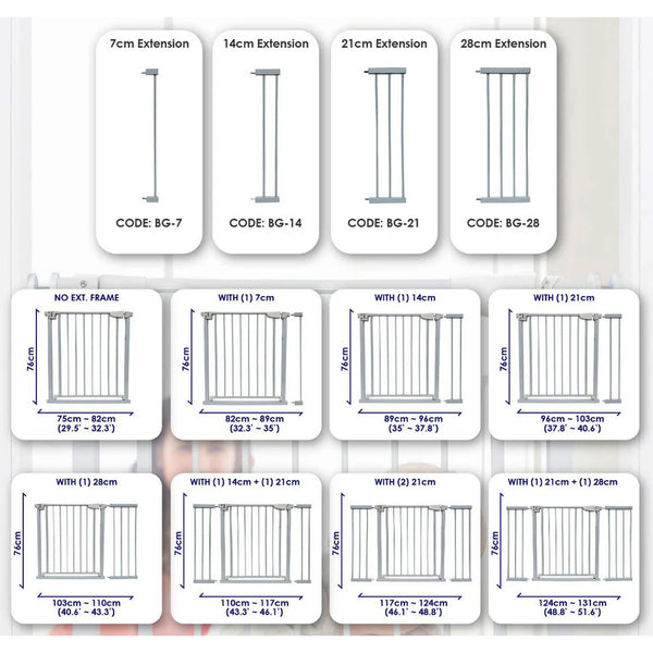 Lucky Baby Smart System BG-03 2 Way Swing Back Gate & Extention - Baby Kingdom