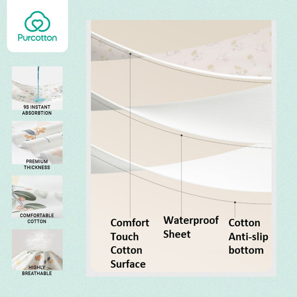Purcotton Baby Cotton Waterproof Pad - Windmill