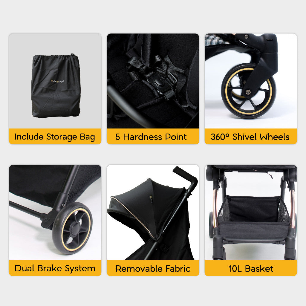 Bonbijou Mini-Go Compact Lightweight Travel Friendly Stroller