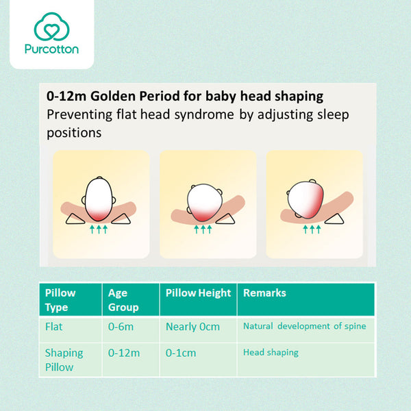 Purcotton Baby Head-Shaping Pillow Pure Cotton Cover - Bear