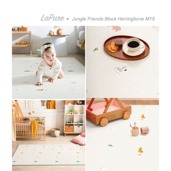 Parklon LaPure Playmat Jungle Friends Block Herringbone / Fabric Beige (M15 / L15)