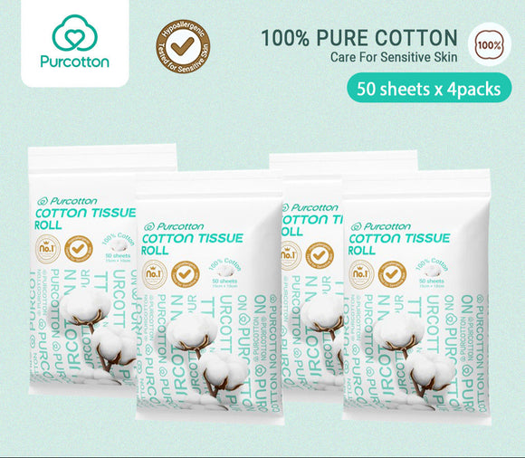 Purcotton Cotton Tissue Roll 15cm x 10 cm (50 sheets/pack)