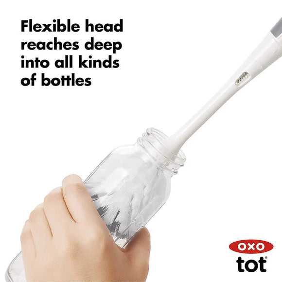 OXO Tot Bottle Brush with Detail Cleaner & Stand - Grey