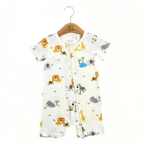 Simply Life Baby Bamboo Short sleeved Shortall (Zipper)