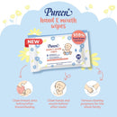 Pureen Hand & Mouth Wipes baby wet wipes tissue fragrance free 2x20's-3