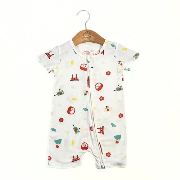 Simply Life Baby Bamboo Short sleeved Shortall (Zipper)