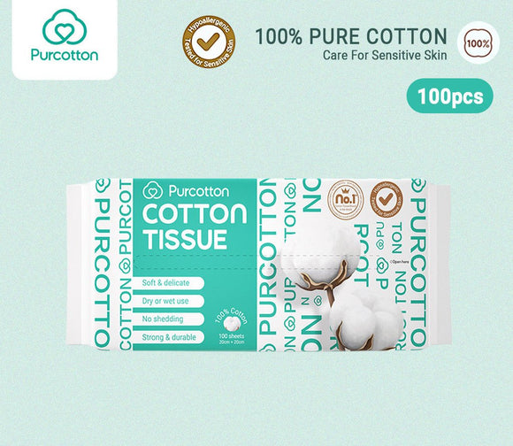 Purcotton 100% Cotton Tissue Face Wash Towels Baby Soft Towels Cleansing Towels