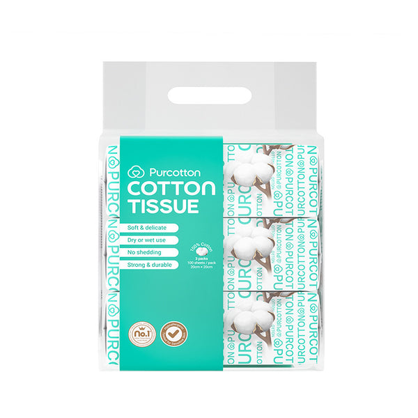 Purcotton 100% Cotton Tissue Face Wash Towels Baby Soft Towels Cleansing Towels (3in1 Packs)